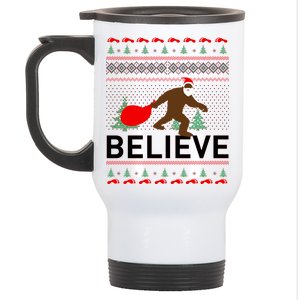 Big Foot Believe Ugly Christmas Sweater Stainless Steel Travel Mug