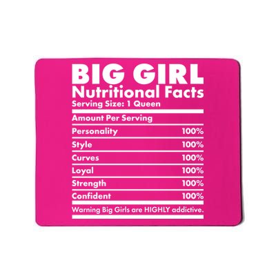 Big Girl Nutritional Facts Mousepad