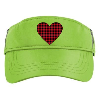 Big Heart Red Plaid Valentines Day Adult Drive Performance Visor