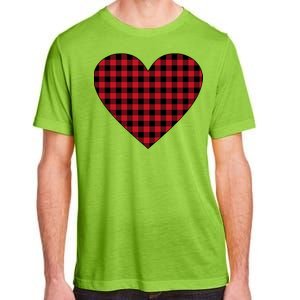 Big Heart Red Plaid Valentines Day Adult ChromaSoft Performance T-Shirt