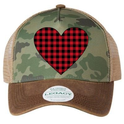 Big Heart Red Plaid Valentines Day Legacy Tie Dye Trucker Hat