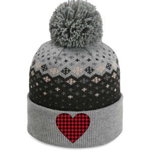 Big Heart Red Plaid Valentines Day The Baniff Cuffed Pom Beanie