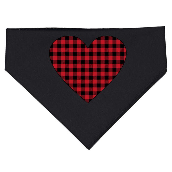 Big Heart Red Plaid Valentines Day USA-Made Doggie Bandana