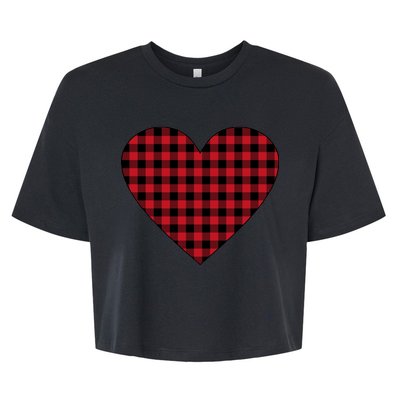 Big Heart Red Plaid Valentines Day Bella+Canvas Jersey Crop Tee