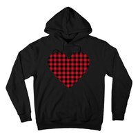 Big Heart Red Plaid Valentines Day Hoodie