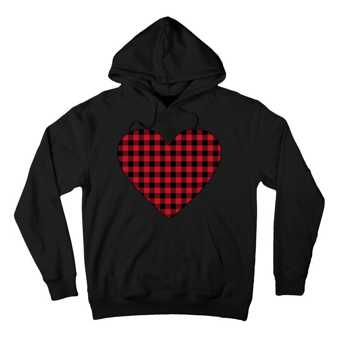 Big Heart Red Plaid Valentines Day Hoodie