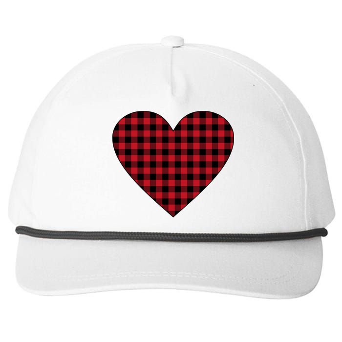 Big Heart Red Plaid Valentines Day Snapback Five-Panel Rope Hat