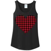 Big Heart Red Plaid Valentines Day Ladies Essential Tank