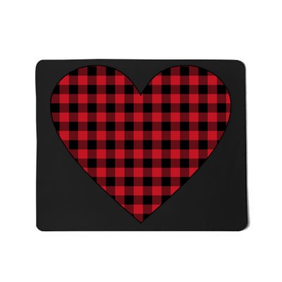 Big Heart Red Plaid Valentines Day Mousepad