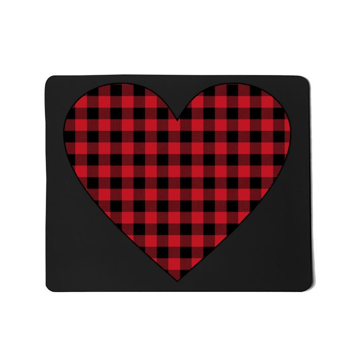 Big Heart Red Plaid Valentines Day Mousepad