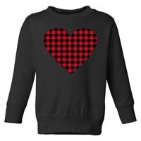 Big Heart Red Plaid Valentines Day Toddler Sweatshirt