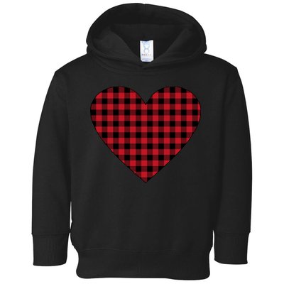 Big Heart Red Plaid Valentines Day Toddler Hoodie