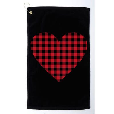 Big Heart Red Plaid Valentines Day Platinum Collection Golf Towel