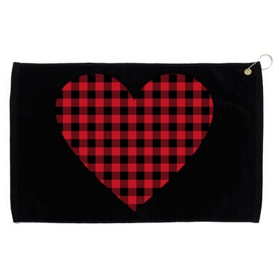 Big Heart Red Plaid Valentines Day Grommeted Golf Towel