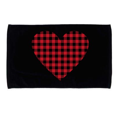 Big Heart Red Plaid Valentines Day Microfiber Hand Towel