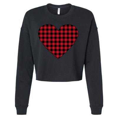 Big Heart Red Plaid Valentines Day Cropped Pullover Crew