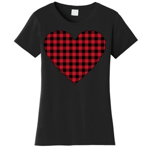 Big Heart Red Plaid Valentines Day Women's T-Shirt