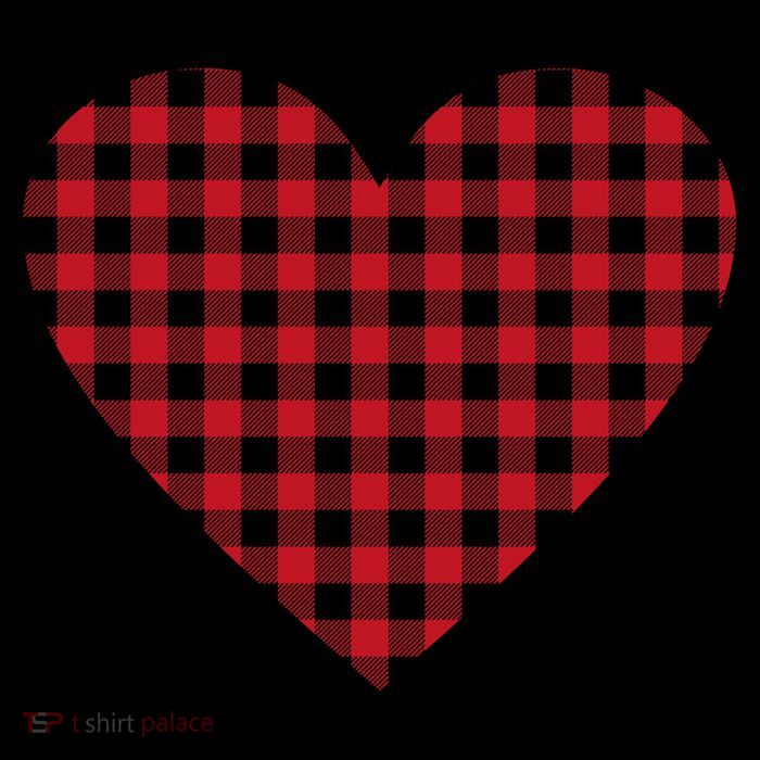Big Heart Red Plaid Valentines Day Kids T-Shirt