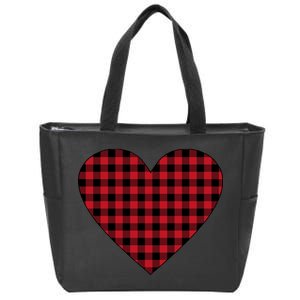 Big Heart Red Plaid Valentines Day Zip Tote Bag