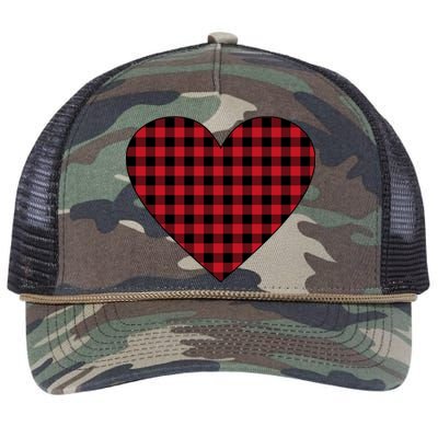 Big Heart Red Plaid Valentines Day Retro Rope Trucker Hat Cap