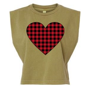 Big Heart Red Plaid Valentines Day Garment-Dyed Women's Muscle Tee