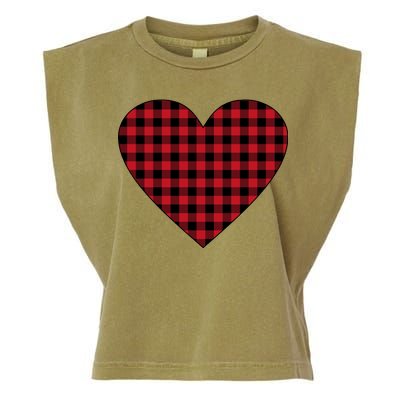 Big Heart Red Plaid Valentines Day Garment-Dyed Women's Muscle Tee