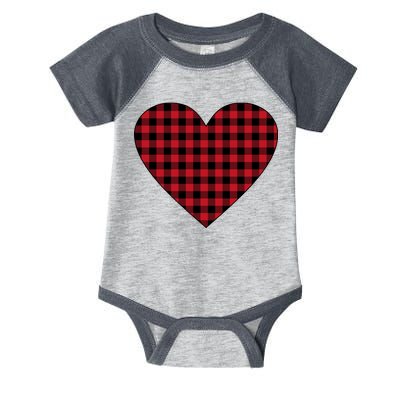 Big Heart Red Plaid Valentines Day Infant Baby Jersey Bodysuit