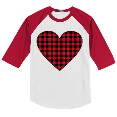 Big Heart Red Plaid Valentines Day Kids Colorblock Raglan Jersey