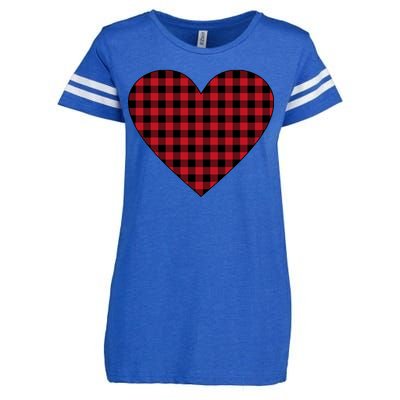 Big Heart Red Plaid Valentines Day Enza Ladies Jersey Football T-Shirt