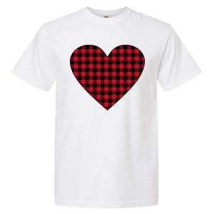 Big Heart Red Plaid Valentines Day Garment-Dyed Heavyweight T-Shirt