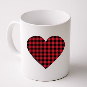 Big Heart Red Plaid Valentines Day Coffee Mug