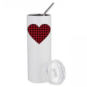 Big Heart Red Plaid Valentines Day Stainless Steel Tumbler