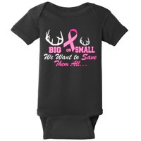 Big Or Small Want To Save Them All Breast Cancer Racks Baby Bodysuit