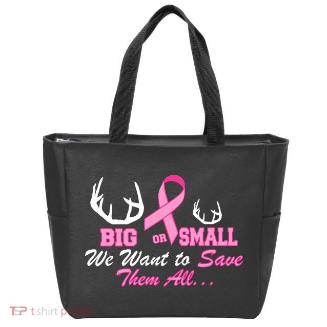 Big Or Small Want To Save Them All Breast Cancer Racks Zip Tote Bag