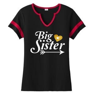 Big Sister Arrow Gold Heart Ladies Halftime Notch Neck Tee