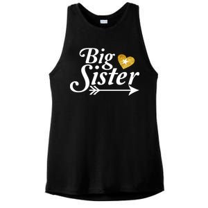 Big Sister Arrow Gold Heart Ladies PosiCharge Tri-Blend Wicking Tank