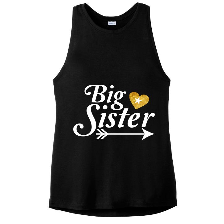 Big Sister Arrow Gold Heart Ladies PosiCharge Tri-Blend Wicking Tank