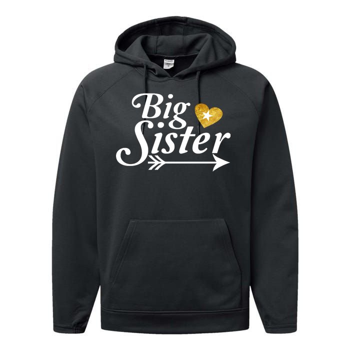 Big Sister Arrow Gold Heart Performance Fleece Hoodie