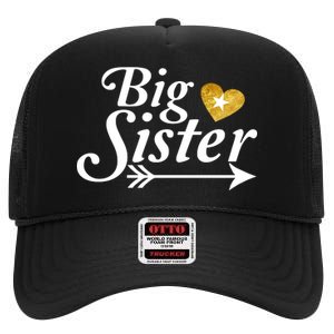 Big Sister Arrow Gold Heart High Crown Mesh Back Trucker Hat