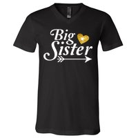 Big Sister Arrow Gold Heart V-Neck T-Shirt