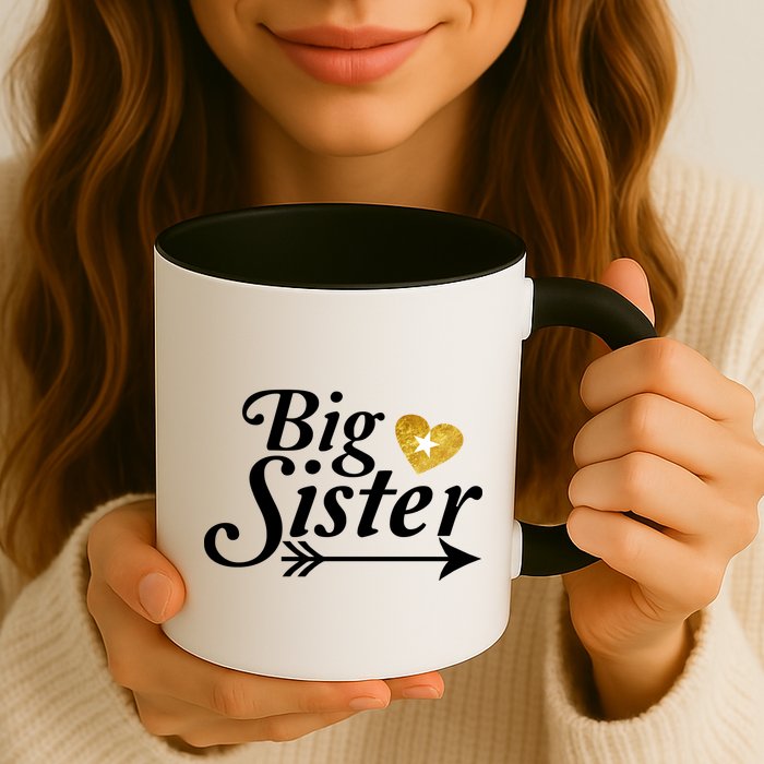 Big Sister Arrow Gold Heart Mug