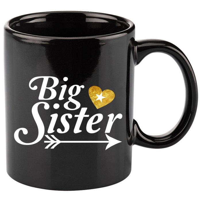 Big Sister Arrow Gold Heart 11oz C Handle Ceramic Mug
