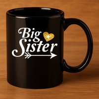 Big Sister Arrow Gold Heart 11oz C Handle Ceramic Mug