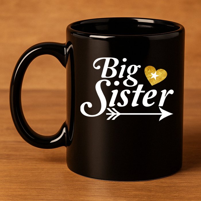 Big Sister Arrow Gold Heart 11oz C Handle Ceramic Mug