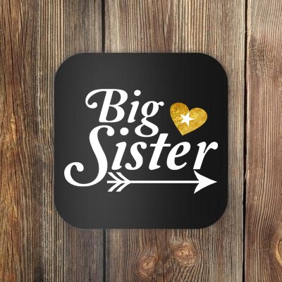 Big Sister Arrow Gold Heart Coaster