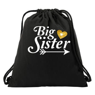 Big Sister Arrow Gold Heart Drawstring Bag