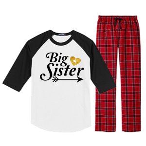 Big Sister Arrow Gold Heart Raglan Sleeve Pajama Set