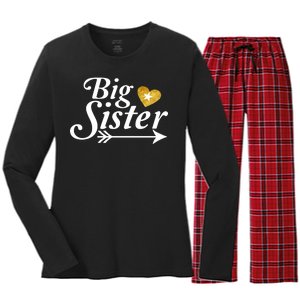 Big Sister Arrow Gold Heart Women's Long Sleeve Flannel Pajama Set 