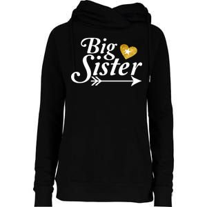 Big Sister Arrow Gold Heart Womens Funnel Neck Pullover Hood