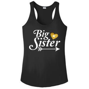 Big Sister Arrow Gold Heart Ladies PosiCharge Competitor Racerback Tank